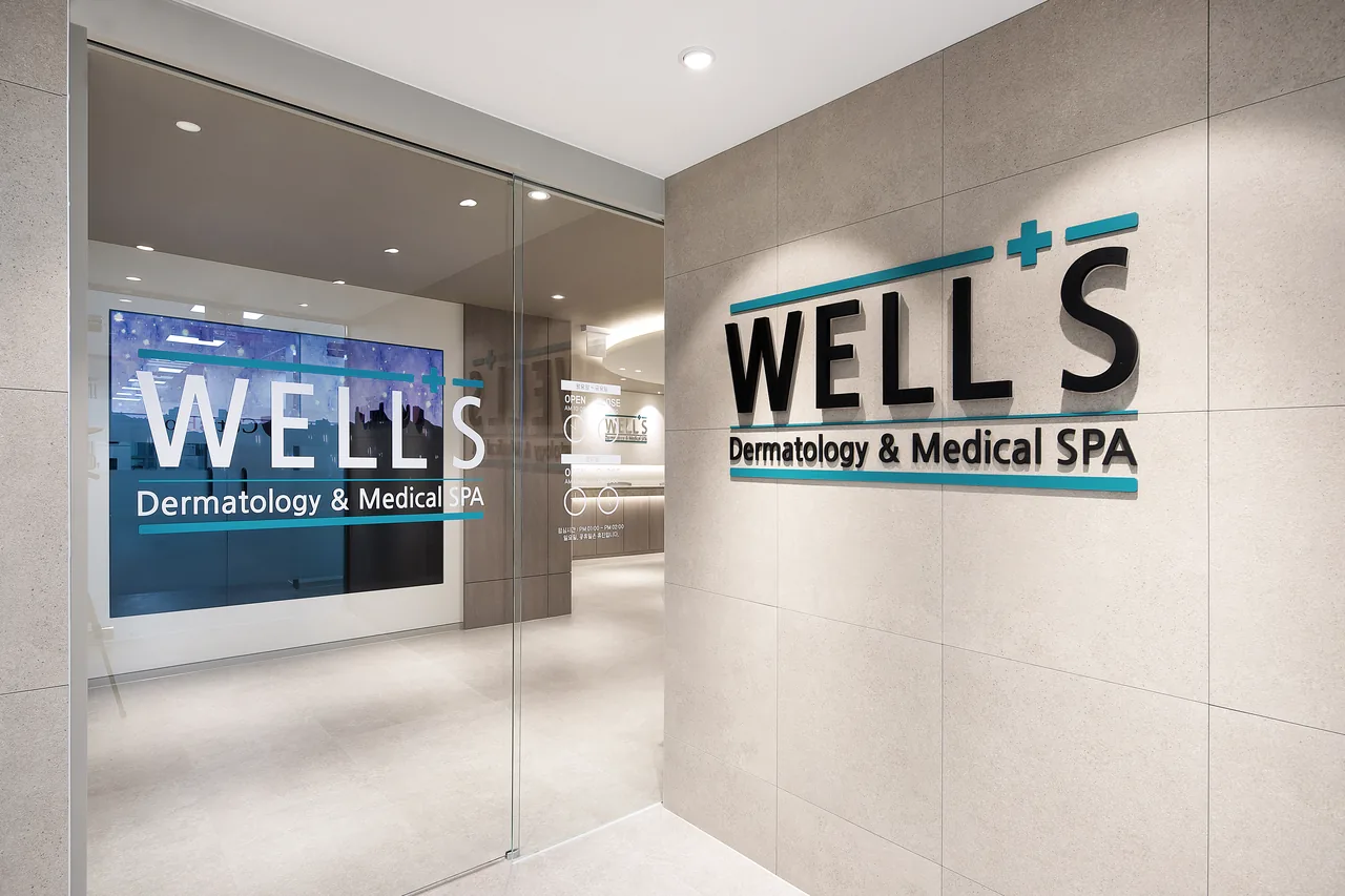 WELL'S Dermatology & Medical SPA entrance sign, Apgujeong Seoul